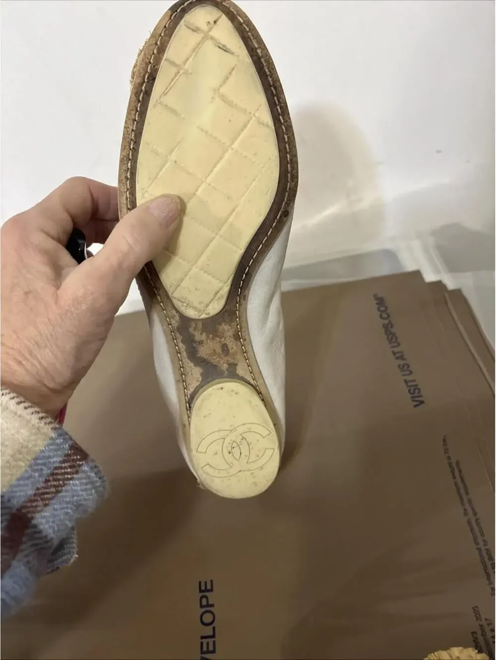 Chanel Lamskin Ballet Interlocking CC Logo Cork‎ Toe Flats 39 Beautiful